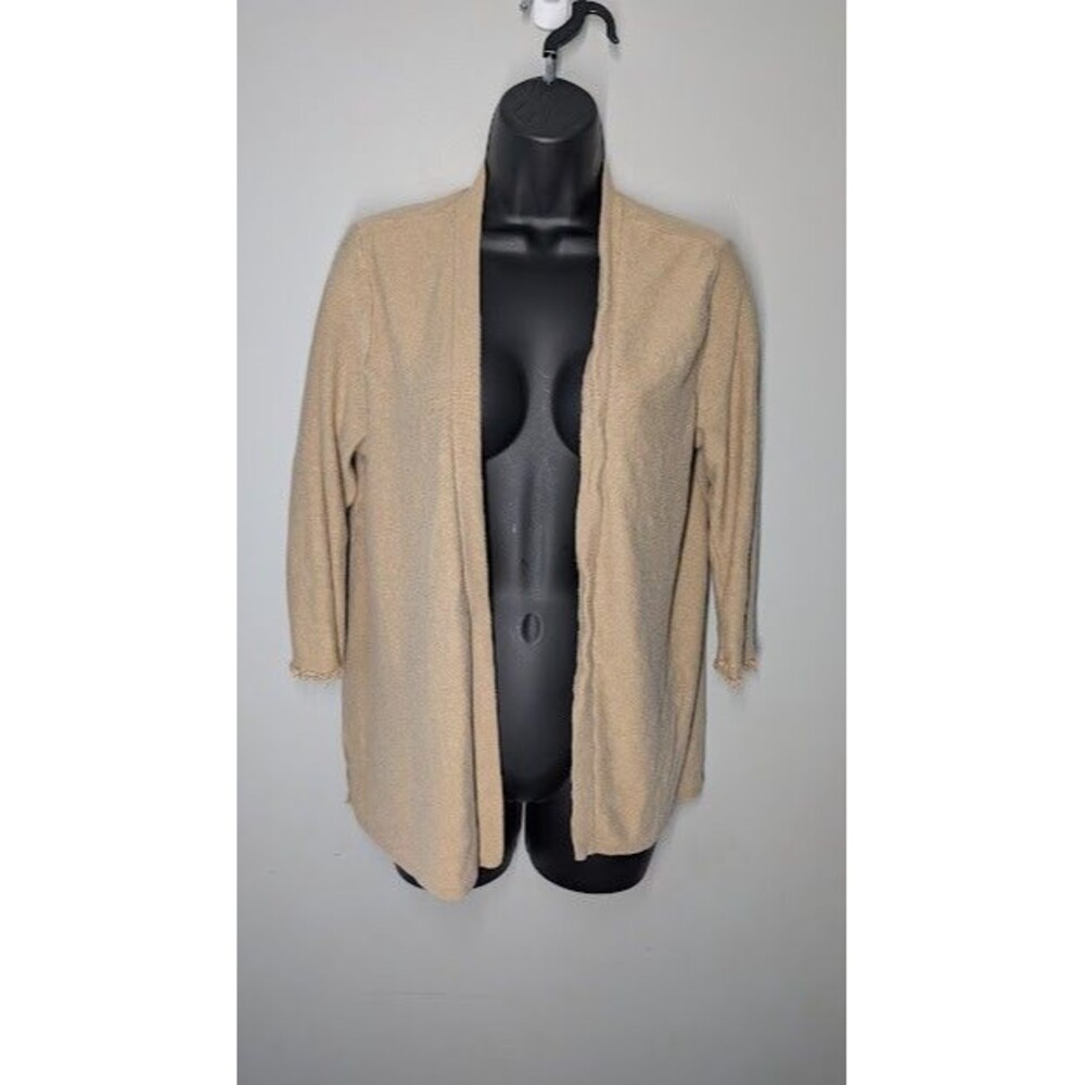 J Jill Linen Blend Cardigan Sweater LP Beige Tunic Classic Lightweight Coastal